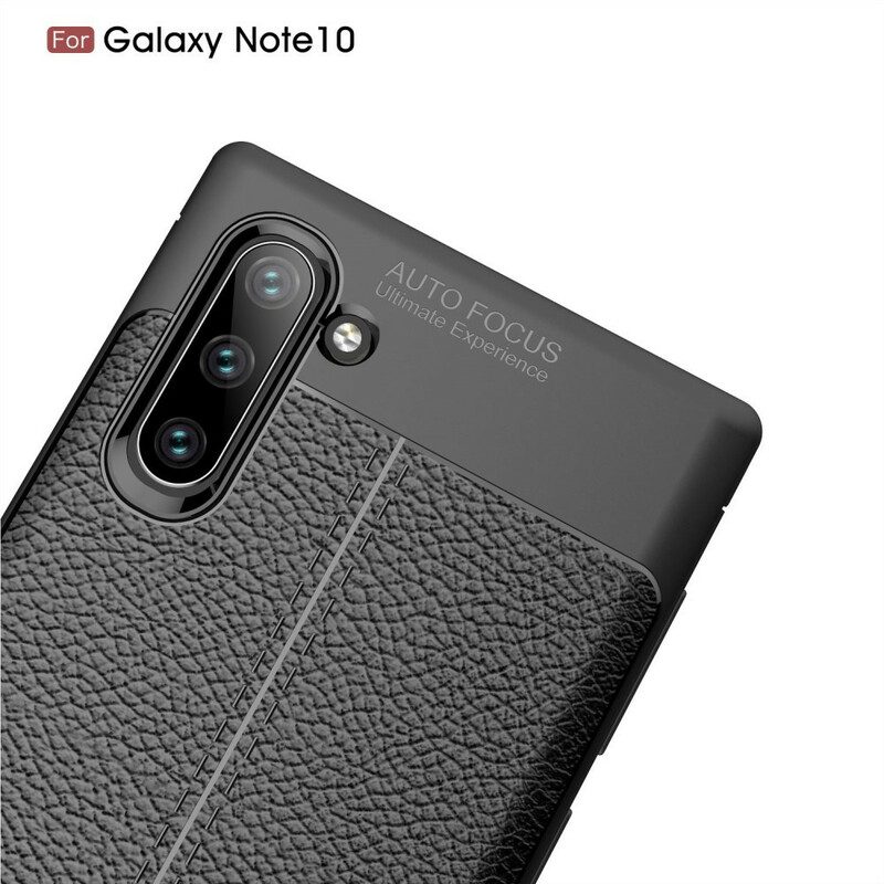 Cover Samsung Galaxy Note 10 Doppia Linea Litchi Effetto Pelle
