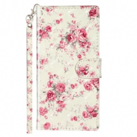 Custodia A Portafoglio Samsung Galaxy Note 10 Cinturino Punto Luce Fiori