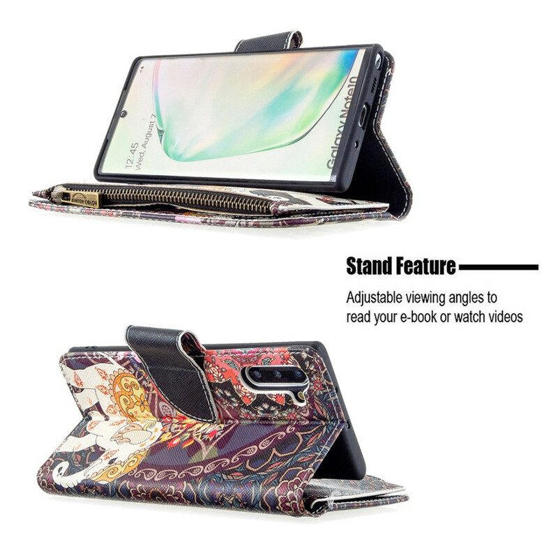 Custodia A Portafoglio Samsung Galaxy Note 10 Tasca Con Zip A Forma Di Elefante