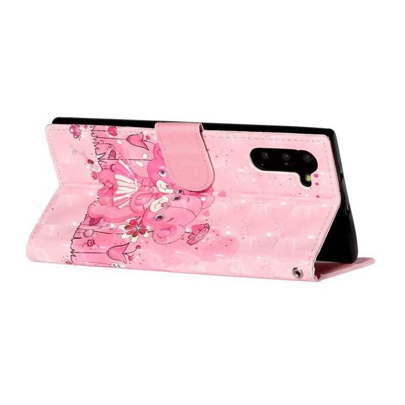 Custodia in pelle Samsung Galaxy Note 10 Orsacchiotti Light Spot Con Cinturino