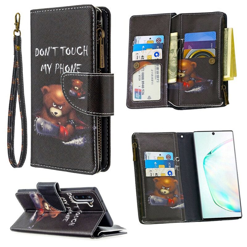 Custodia in pelle Samsung Galaxy Note 10 Orsetto Tascabile Con Cerniera