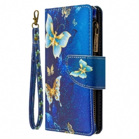 Custodia in pelle Samsung Galaxy Note 10 Tasca Con Cerniera Per Farfalle