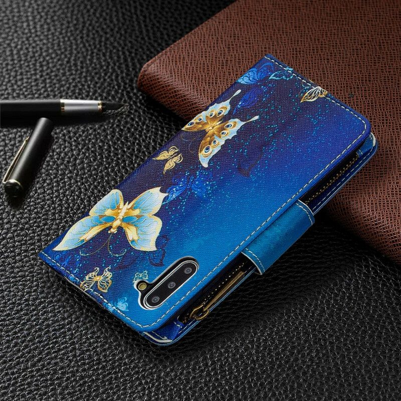 Custodia in pelle Samsung Galaxy Note 10 Tasca Con Cerniera Per Farfalle