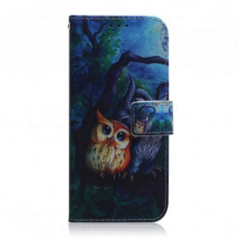 Custodia in pelle Motorola Edge 20 Dipinto Di Gufi