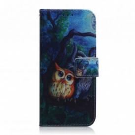 Custodia in pelle Motorola Edge 20 Dipinto Di Gufi