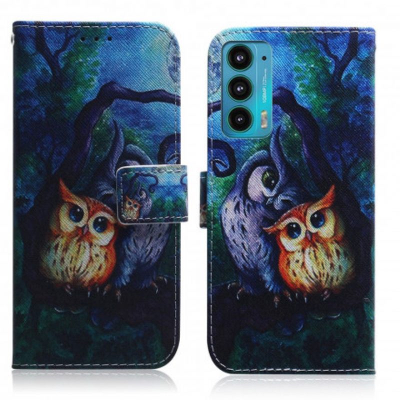 Custodia in pelle Motorola Edge 20 Dipinto Di Gufi