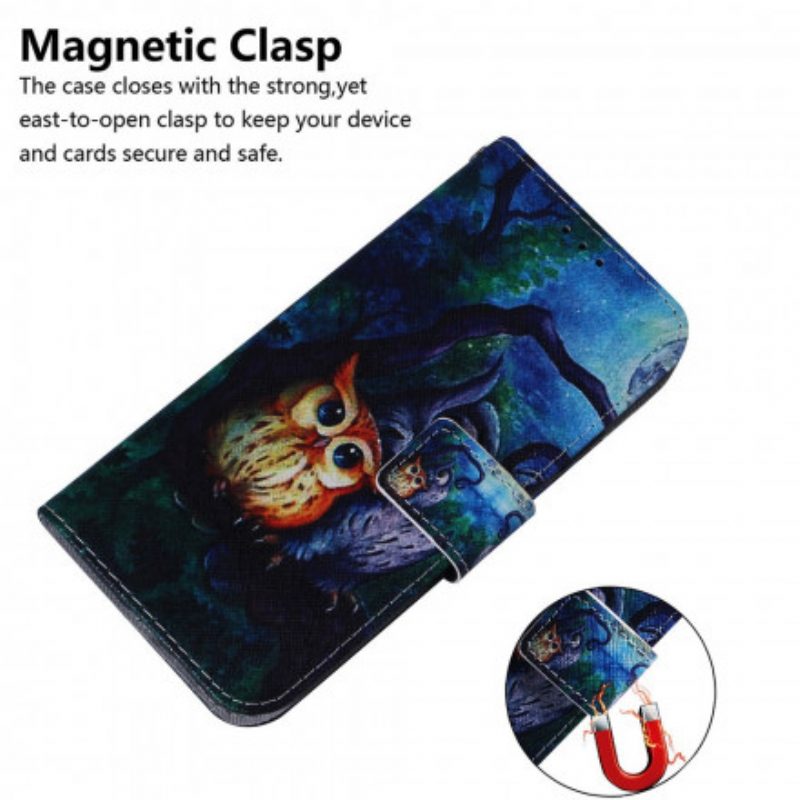 Custodia in pelle Motorola Edge 20 Dipinto Di Gufi