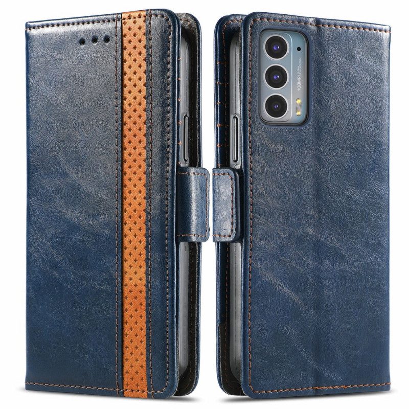Custodia in pelle Motorola Edge 20 Doppia Chiusura Bicolore