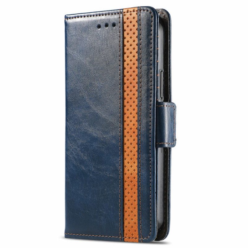 Custodia in pelle Motorola Edge 20 Doppia Chiusura Bicolore