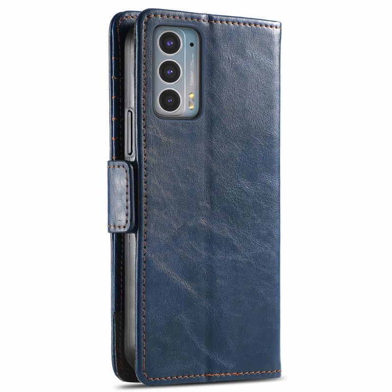 Custodia in pelle Motorola Edge 20 Doppia Chiusura Bicolore
