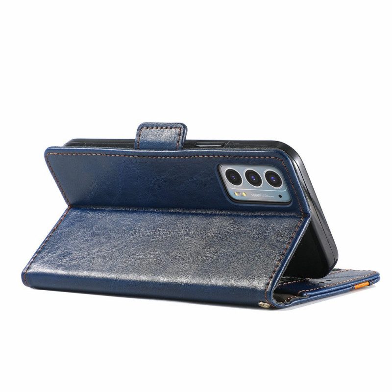 Custodia in pelle Motorola Edge 20 Doppia Chiusura Bicolore