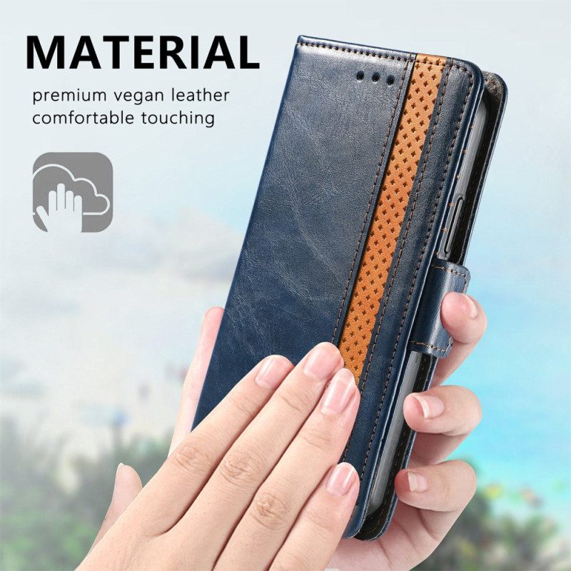 Custodia in pelle Motorola Edge 20 Doppia Chiusura Bicolore