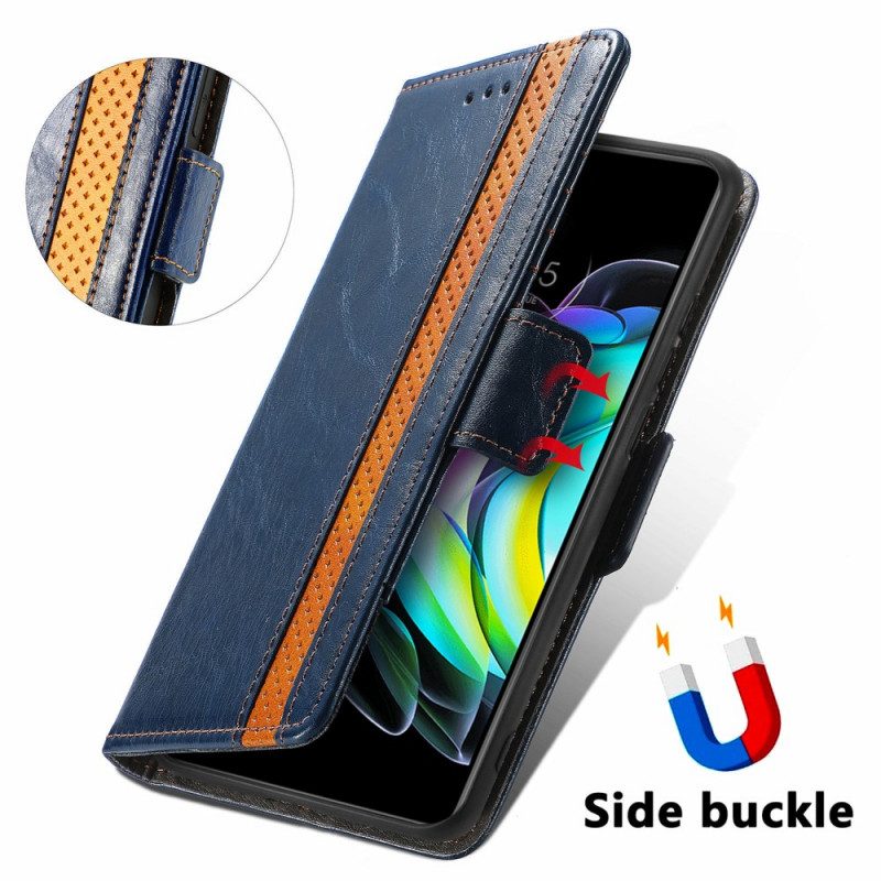 Custodia in pelle Motorola Edge 20 Doppia Chiusura Bicolore