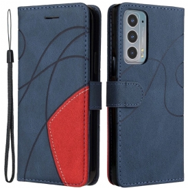 Custodia in pelle Motorola Edge 20 Ecopelle Firmata Bicolore