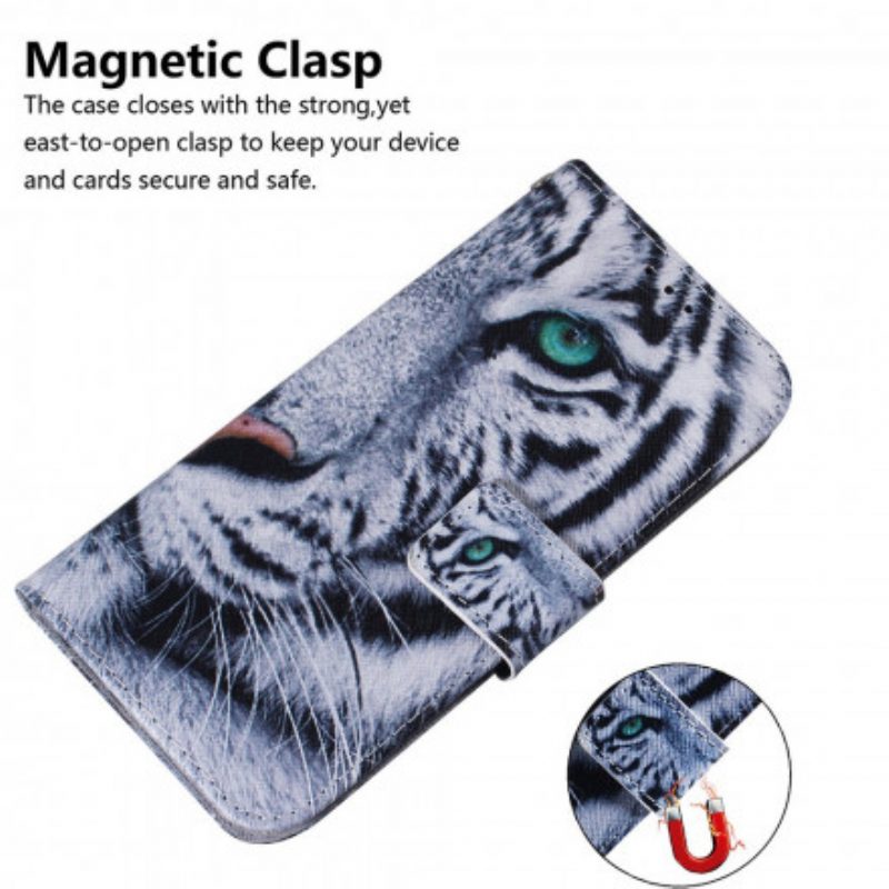 Custodia in pelle Motorola Edge 20 Faccia Da Tigre