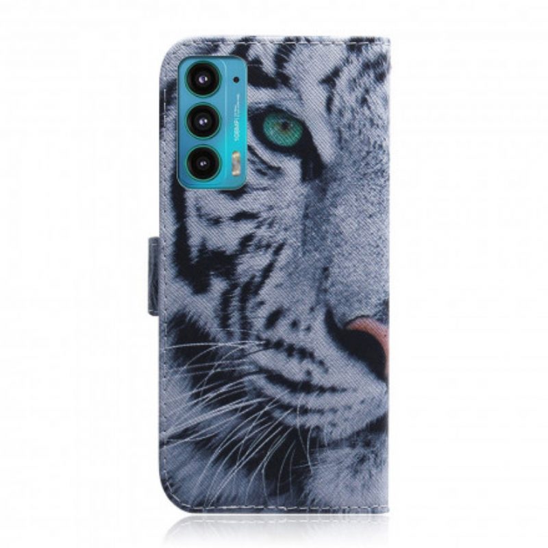 Custodia in pelle Motorola Edge 20 Faccia Da Tigre