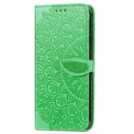 Custodia in pelle Motorola Edge 20 Foglie Tribali