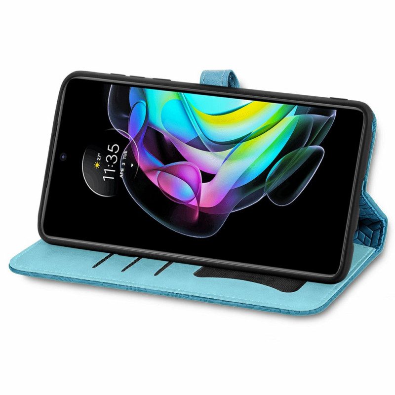 Custodia in pelle Motorola Edge 20 Foglie Tribali