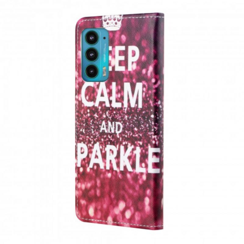 Custodia in pelle Motorola Edge 20 Mantieni La Calma E Scintilla