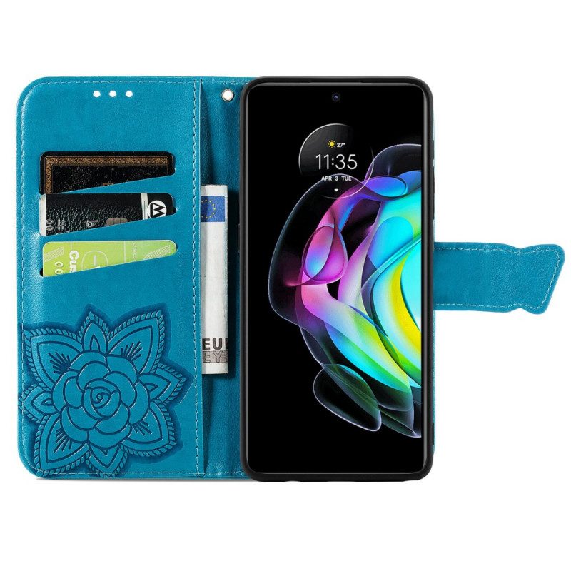 Custodia in pelle Motorola Edge 20 Mezze Farfalle