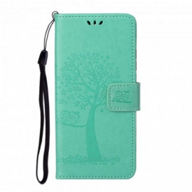 Custodia in pelle Motorola Edge 20 Perizoma Albero E Gufi