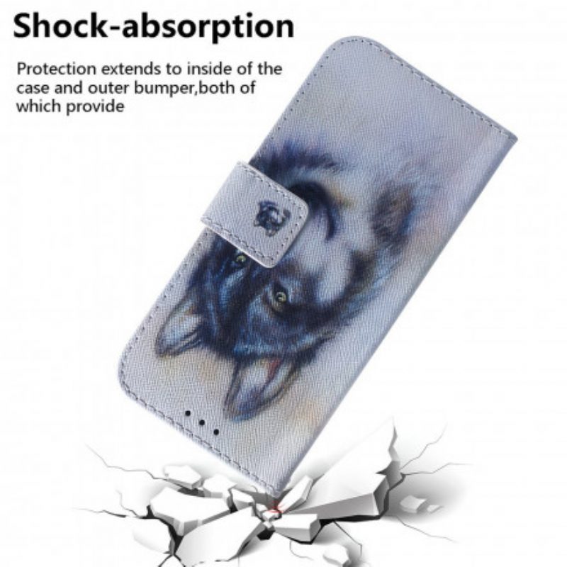 Custodia in pelle Motorola Edge 20 Sguardo Canino