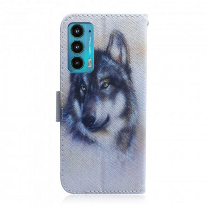 Custodia in pelle Motorola Edge 20 Sguardo Canino