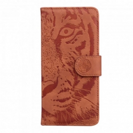 Custodia in pelle Motorola Edge 20 Stampa Faccia Di Tigre
