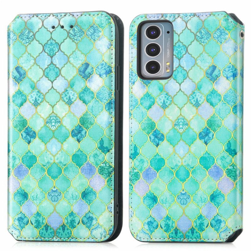 Folio Cover Motorola Edge 20 Custodia in pelle Sorprendente Motivo Colorato
