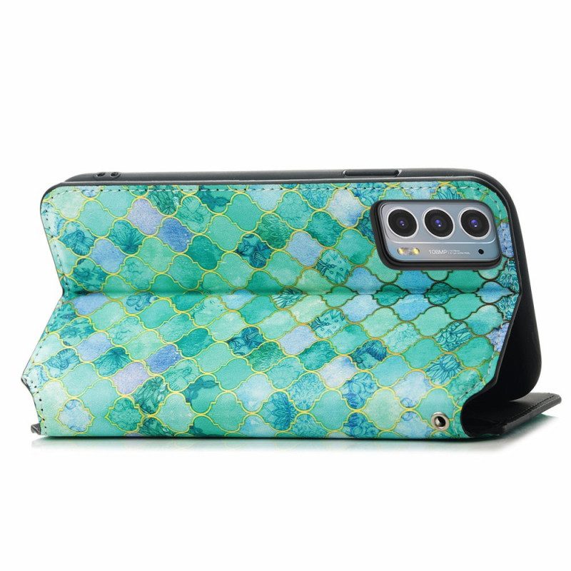 Folio Cover Motorola Edge 20 Custodia in pelle Sorprendente Motivo Colorato