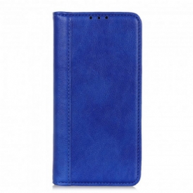 Folio Cover Motorola Edge 20 Custodia in pelle Versione In Crosta Di Litchi
