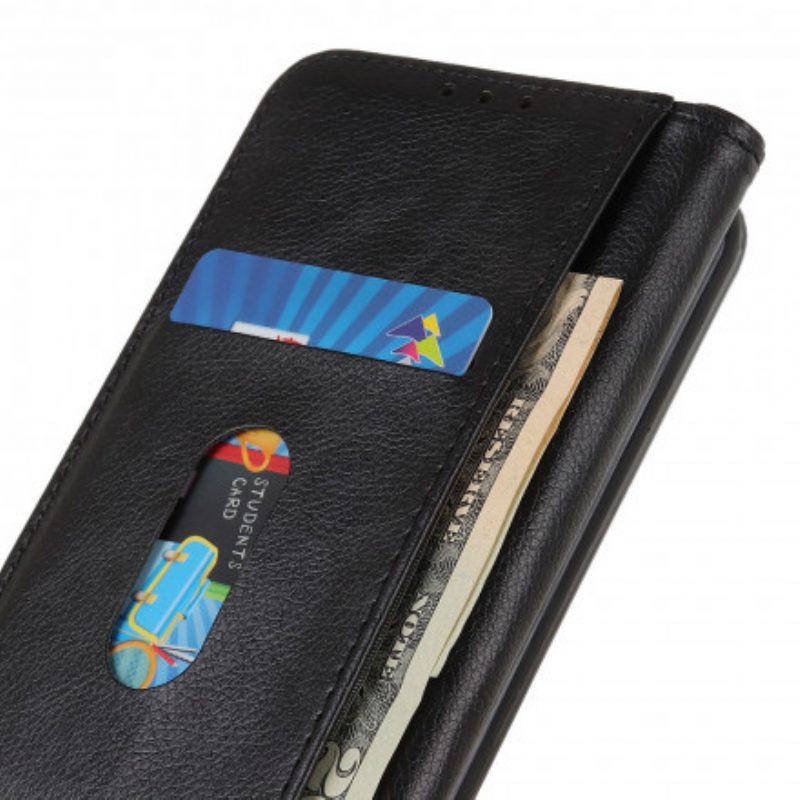 Folio Cover Motorola Edge 20 Custodia in pelle Versione In Crosta Di Litchi