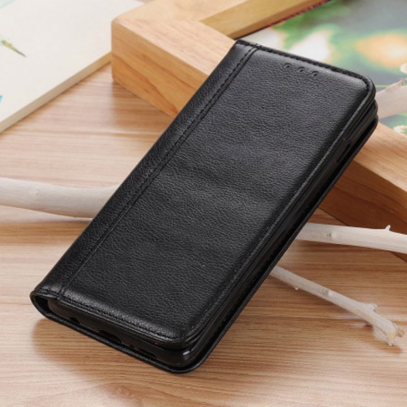 Folio Cover Motorola Edge 20 Custodia in pelle Versione In Crosta Di Litchi