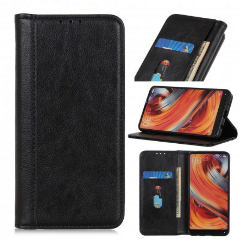 Folio Cover Motorola Edge 20 Custodia in pelle Versione In Crosta Di Litchi