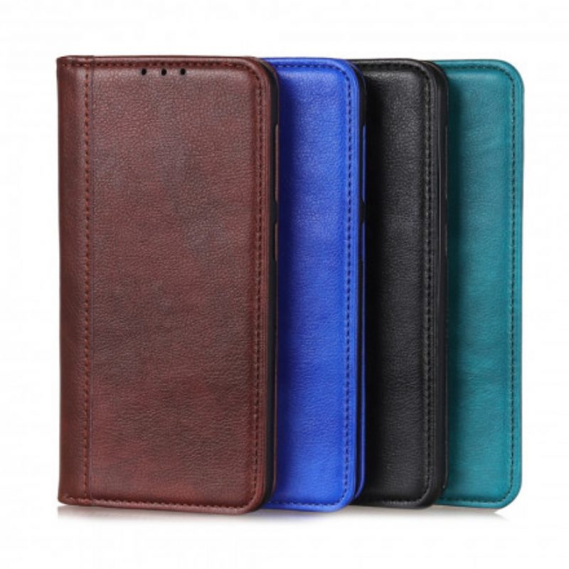 Folio Cover Motorola Edge 20 Custodia in pelle Versione In Crosta Di Litchi
