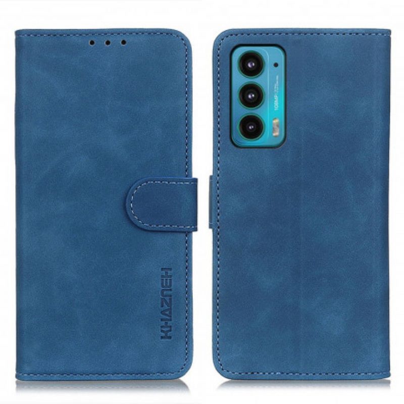 Folio Cover Motorola Edge 20 Khazneh Effetto Pelle Vintage