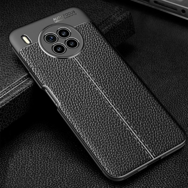 Cover Huawei Nova 8i Doppia Linea Litchi Effetto Pelle