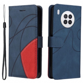 Custodia in pelle Huawei Nova 8i Ecopelle Firmata Bicolore