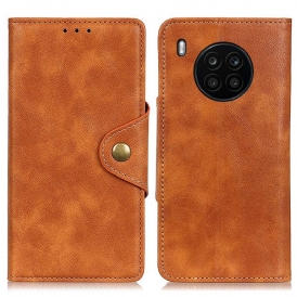 Custodia in pelle Huawei Nova 8i Ecopelle Vintage E Bottone