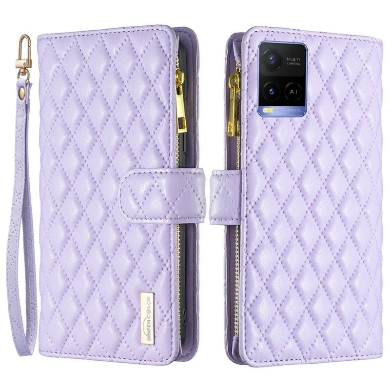 Custodia in pelle Vivo Y21s Binfen Colore Stile Trapuntato