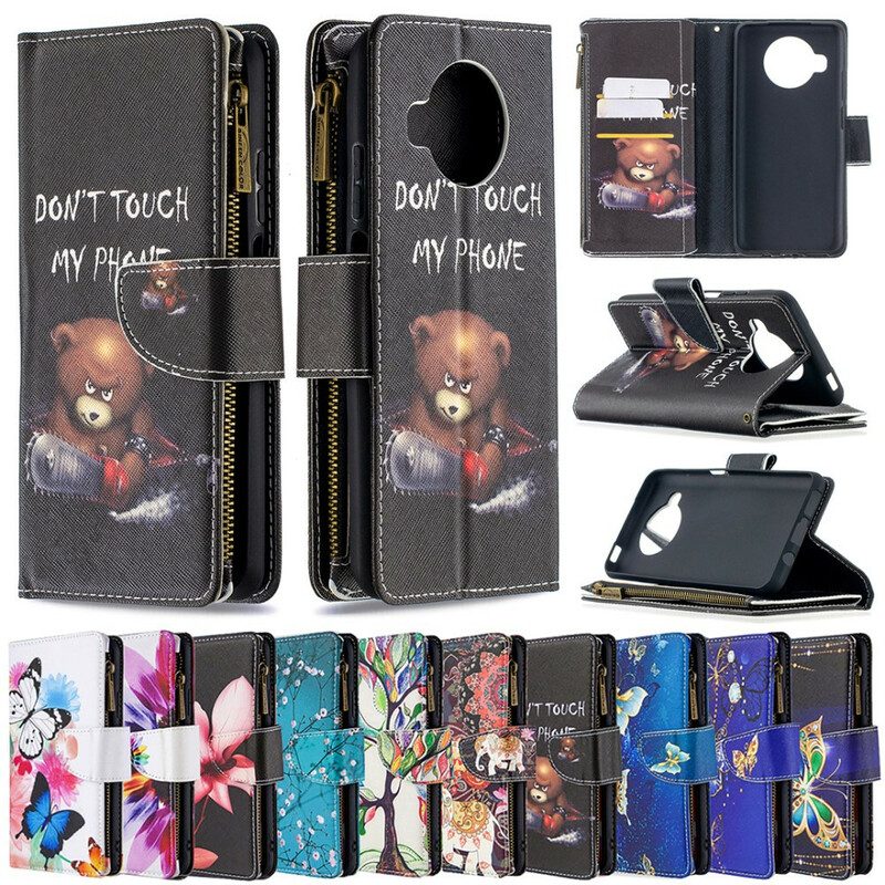 Custodia A Portafoglio Xiaomi Redmi Note 9 Pro 5G Orsetto Tascabile Con Cerniera