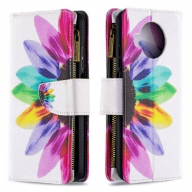 Custodia in pelle Xiaomi Redmi Note 9 Pro 5G Tasca Con Zip A Fiore