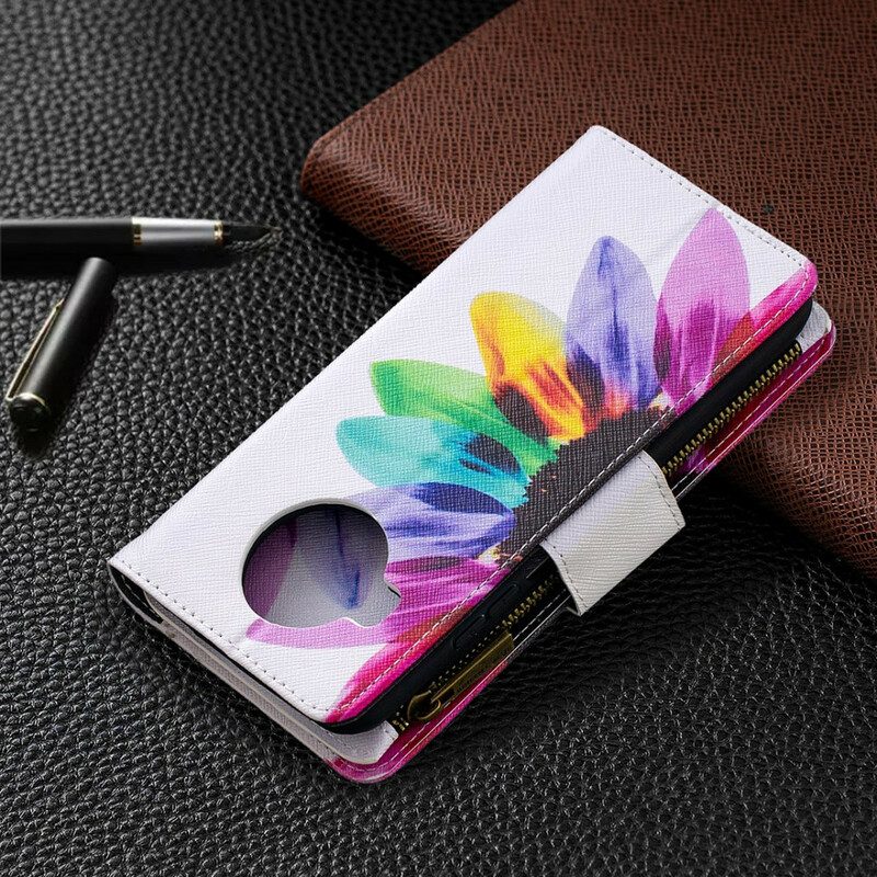 Custodia in pelle Xiaomi Redmi Note 9 Pro 5G Tasca Con Zip A Fiore