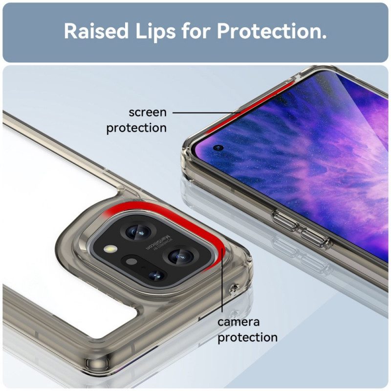 Cover Oppo Find X5 Bordi Colorati Trasparenti Ibridi