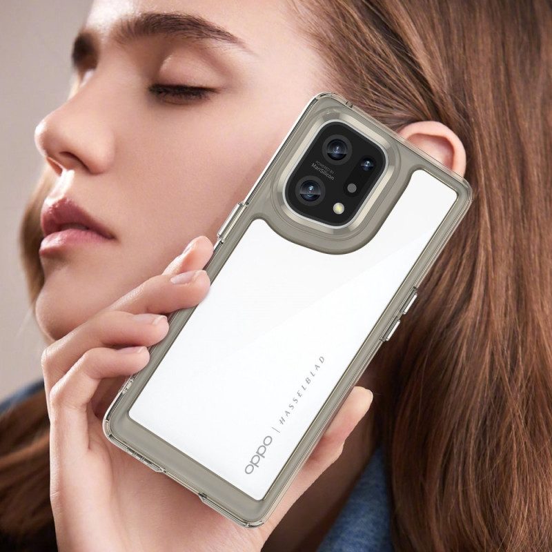 Cover Oppo Find X5 Bordi Colorati Trasparenti Ibridi