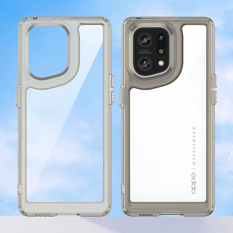 Cover Oppo Find X5 Bordi Colorati Trasparenti Ibridi