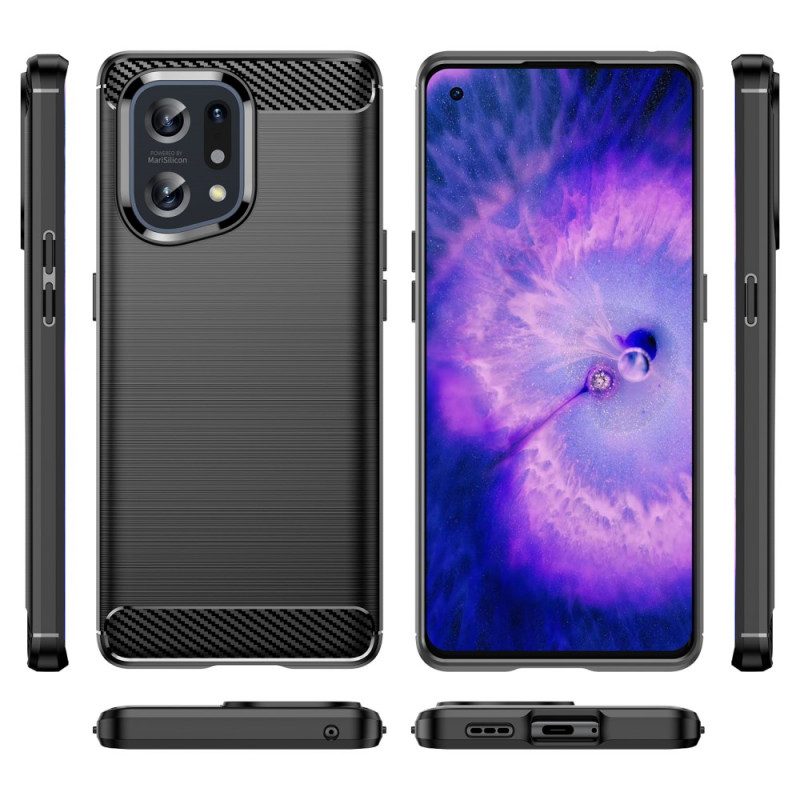 Cover Oppo Find X5 Fibra Di Carbonio Spazzolata