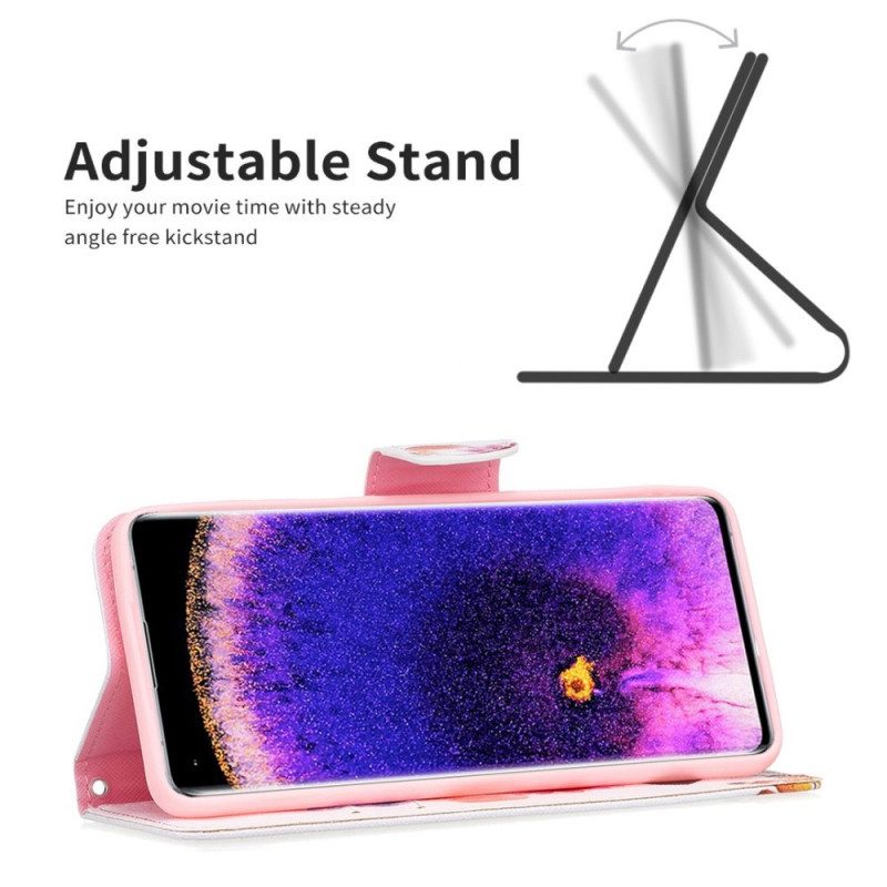 Custodia A Portafoglio Oppo Find X5 Farfalle Dell'acquerello