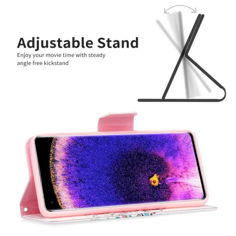 Custodia in pelle Oppo Find X5 Albero Fiorito