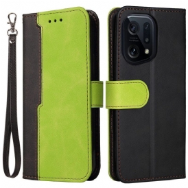 Custodia in pelle Oppo Find X5 Cinturino Premium Bicolore